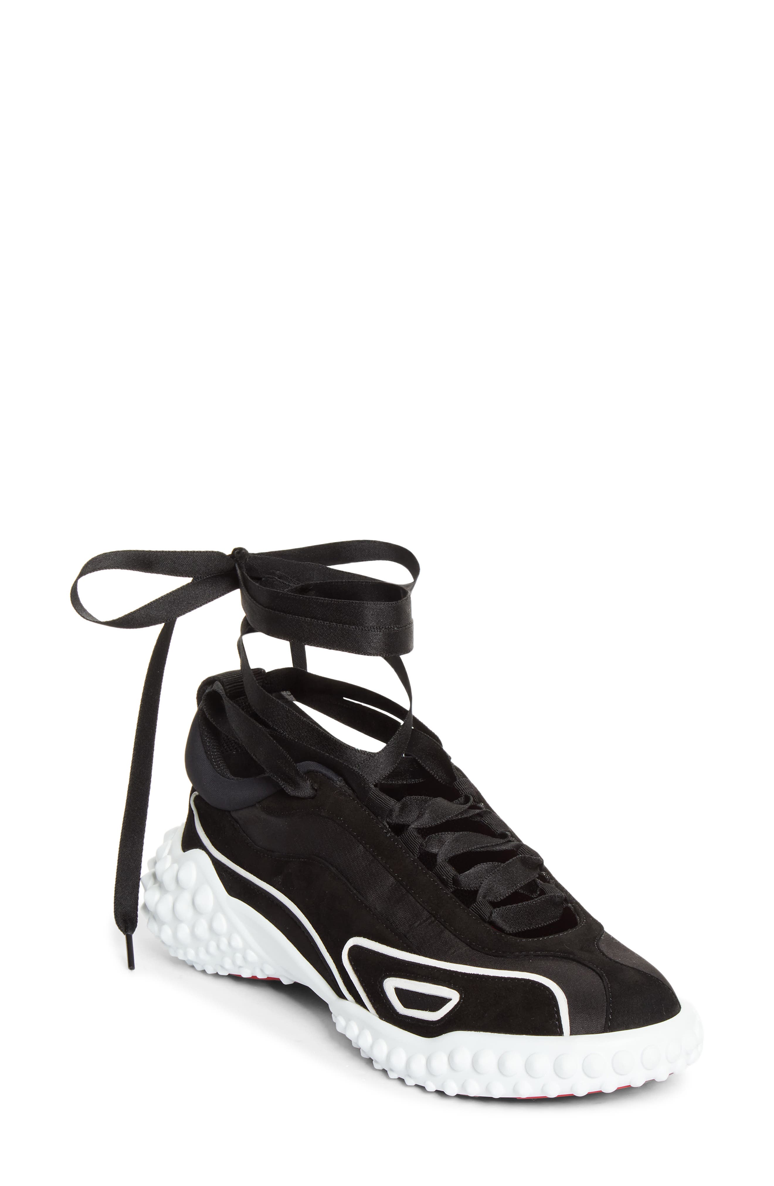 Christian Louboutin Mara Ankle Tie Sneaker, Main, color, Black