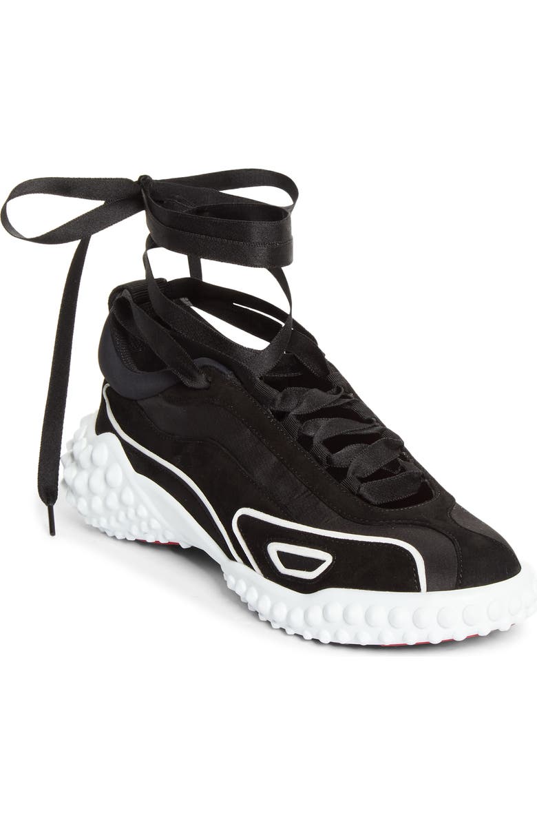Christian Louboutin Mara Ankle Tie Sneaker, Main, color, Black
