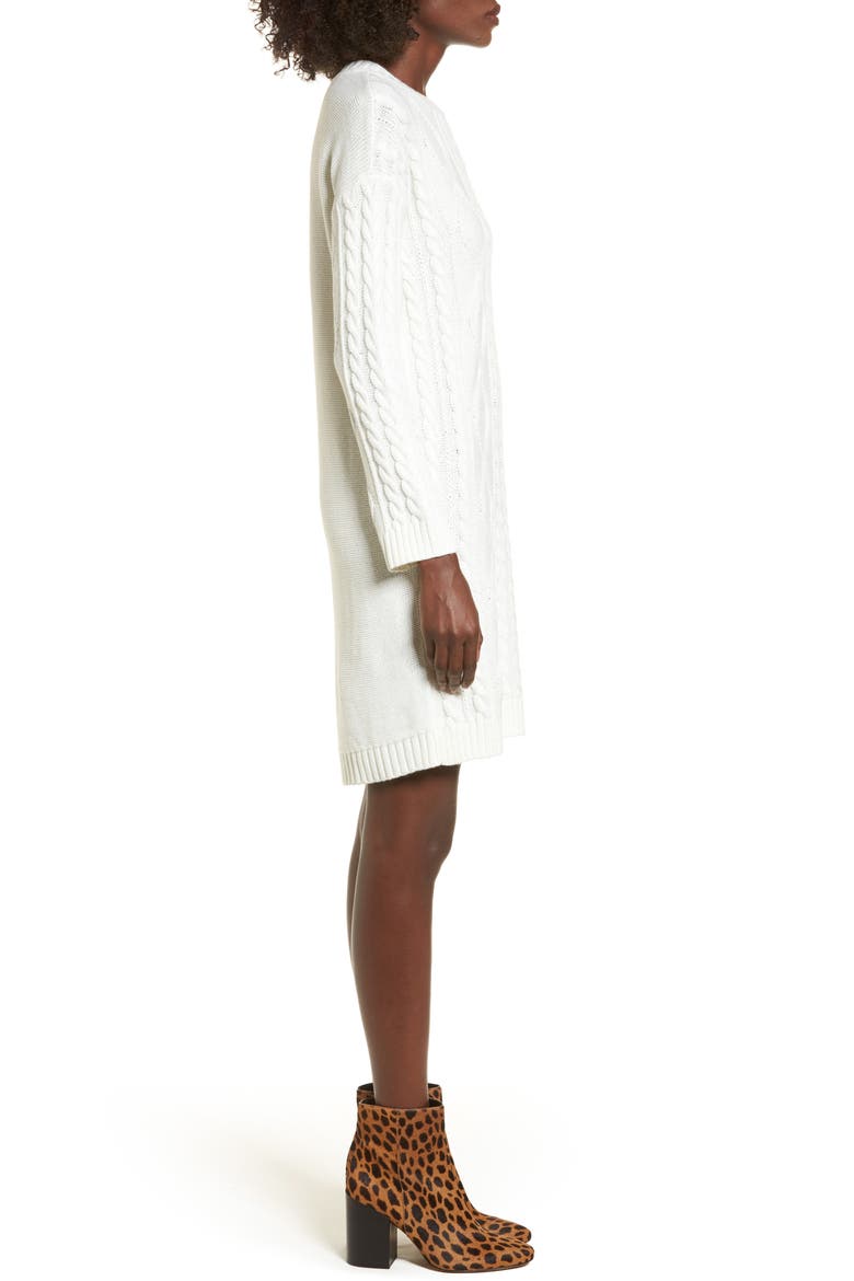 Cable Knit Sweater Dress, Alternate, color, IVORY