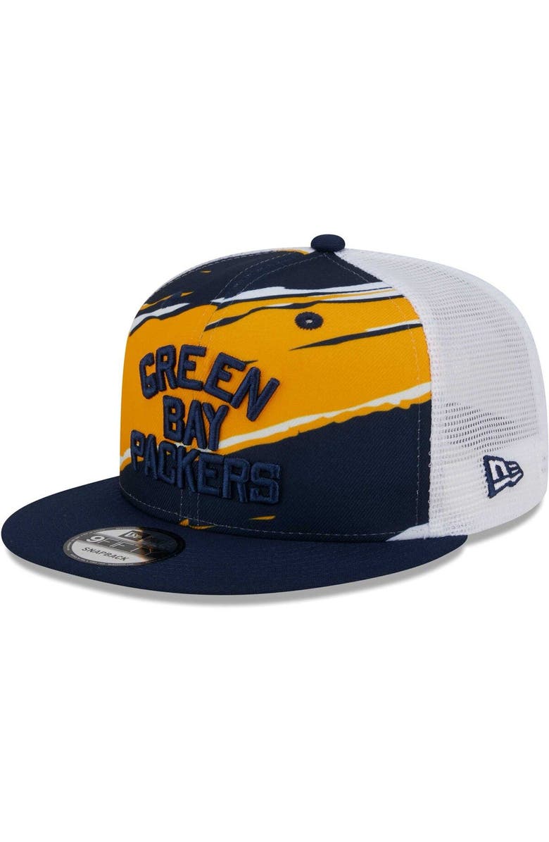 New Era Men's New Era Navy Green Bay Packers Historic Tear Trucker 9FIFTY Snapback Hat, Main, color, 