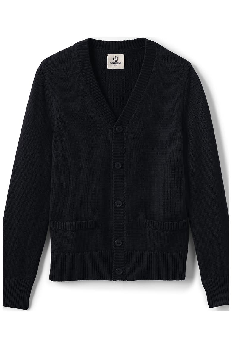 School Uniform Boys Cotton Modal Button Front Cardigan Sweater, Alternate, color, Black