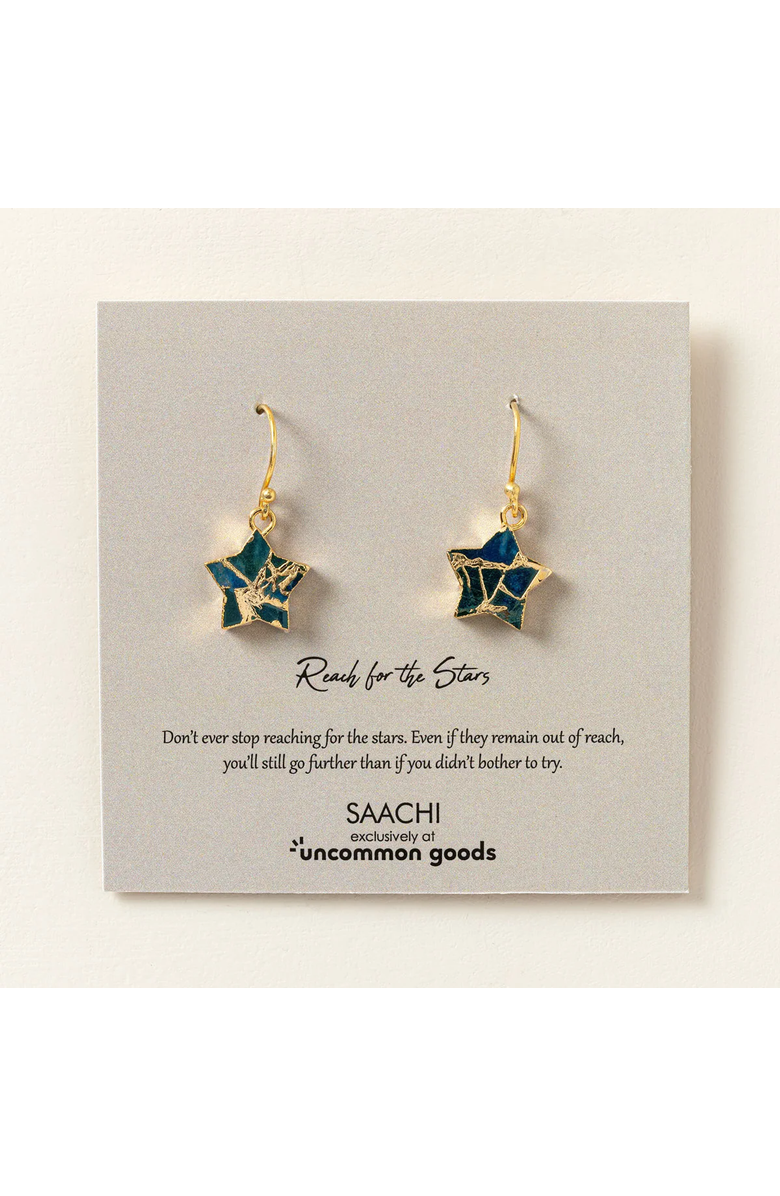 Uncommon Goods Reach for the Stars Mosaic Stone Earrings, Alternate, color, Gold