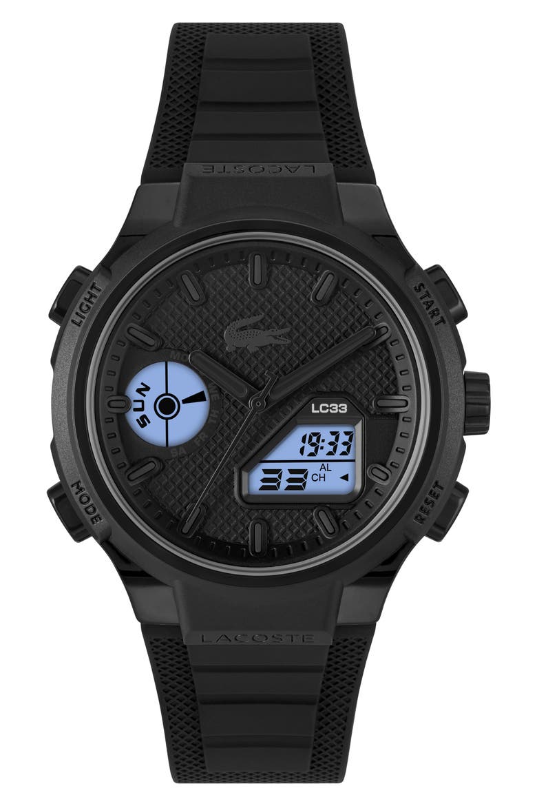 LC33 Silicone Strap Watch, 45mm, Alternate, color, BLACK