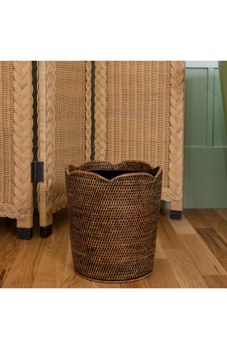 Mrs. Alice Dark Brown Rattan Waste Paper Bin, Alternate, color, Brown
