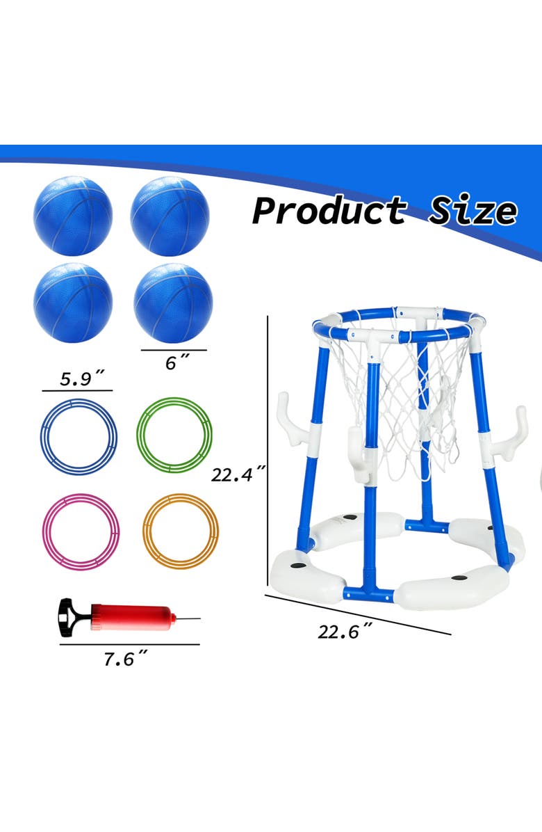 Easy Playhouse 2 In 1 Pool Basketball Hoop and Ring Toss Game, Alternate, color, Blue