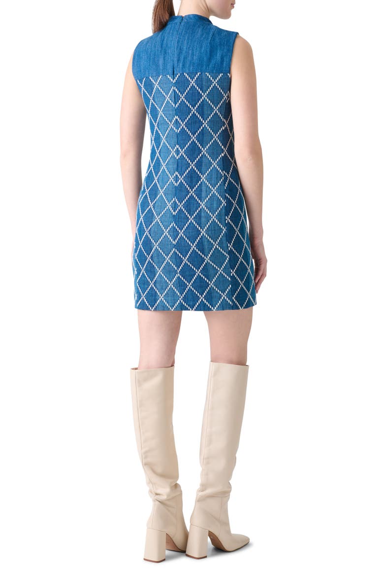 Diamond Jacquard Cotton Sheath Dress, Alternate, color, MEDIUM BLUE-MULTICOLOR