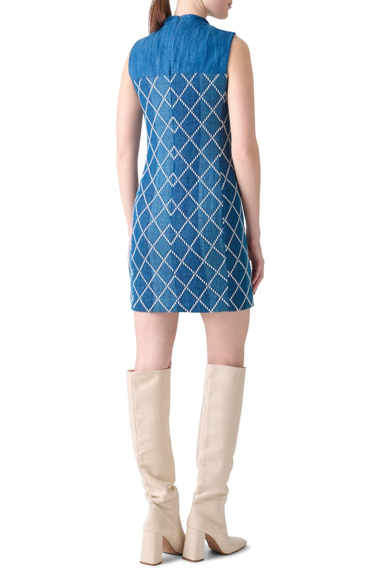 Akris punto Diamond Jacquard Cotton Sheath Dress, Alternate, color, Medium Blue-Multicolor
