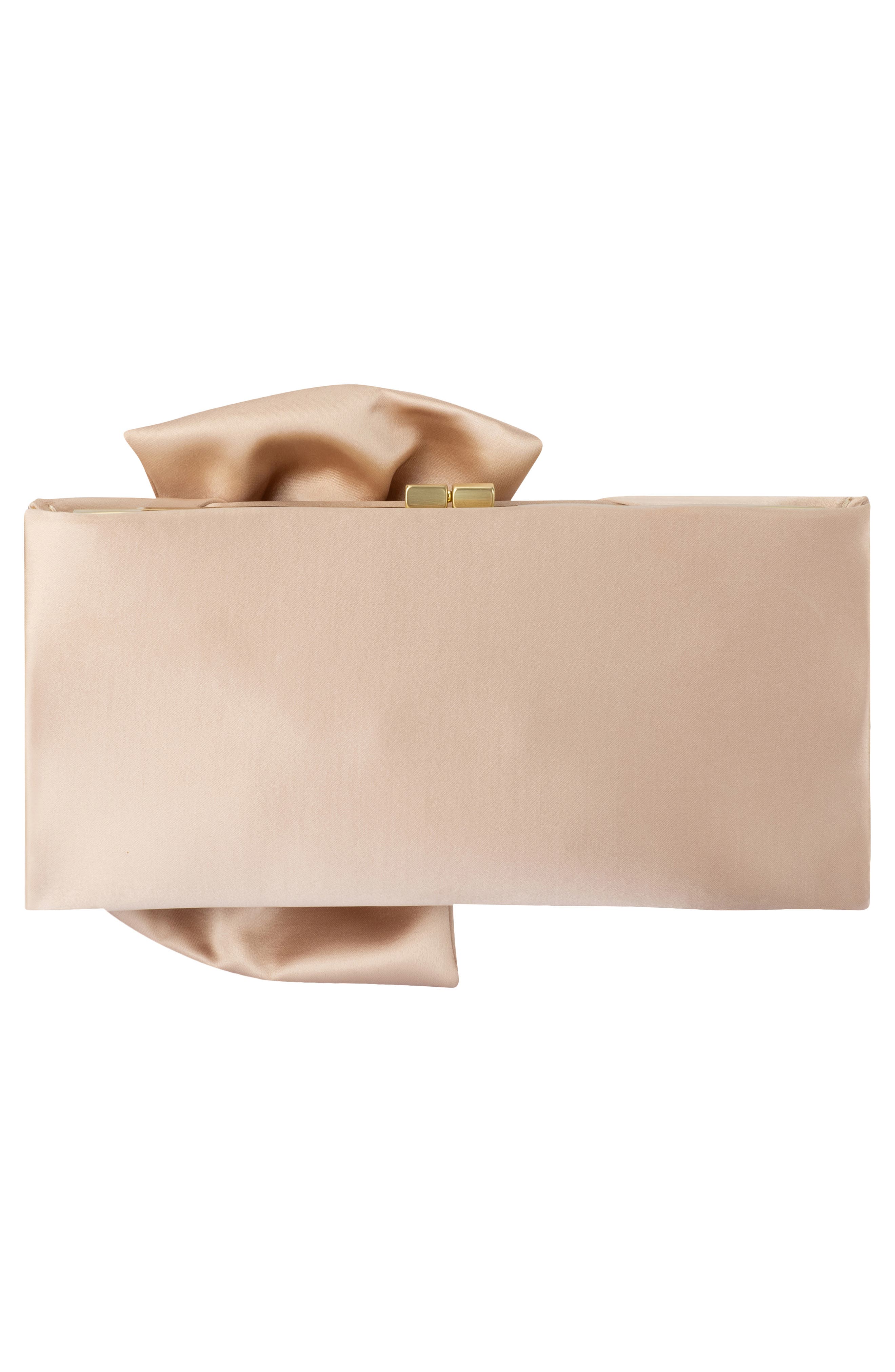 Chloe Satin Tie Front Clutch, Alternate, color, NATURAL