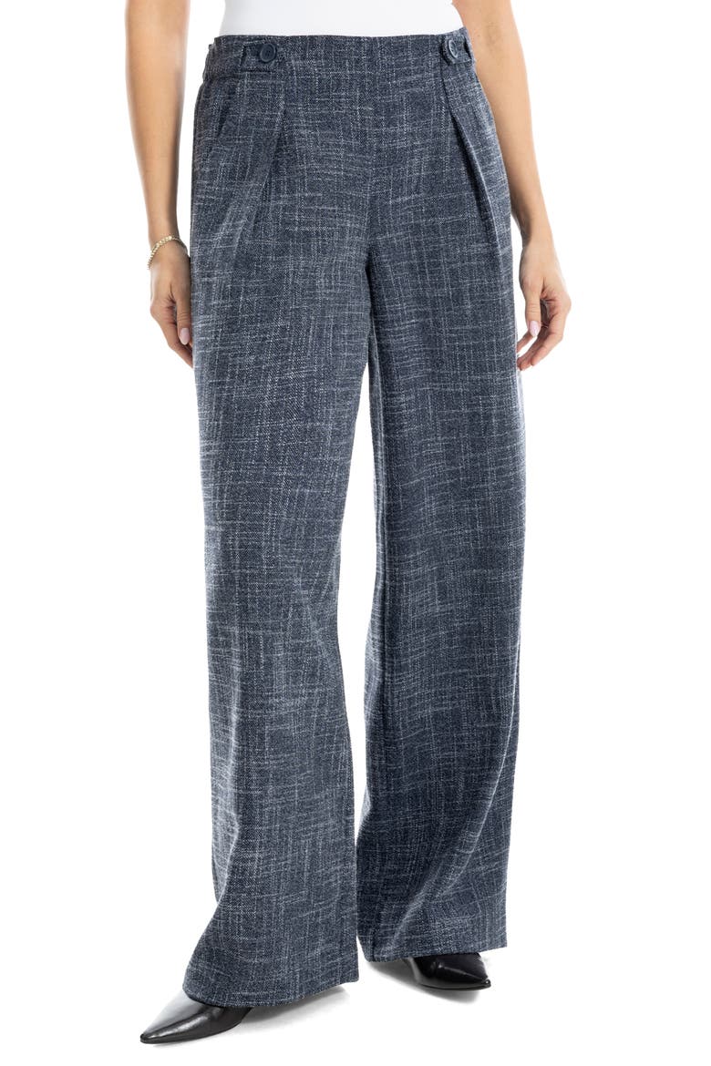 Soft Pleat Front Trousers, Main, color, DARK NAVY MELANGE