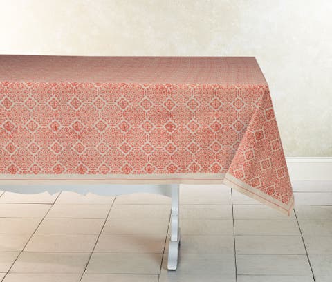 Hand Block Printed Tablecloth - 90" x 60"