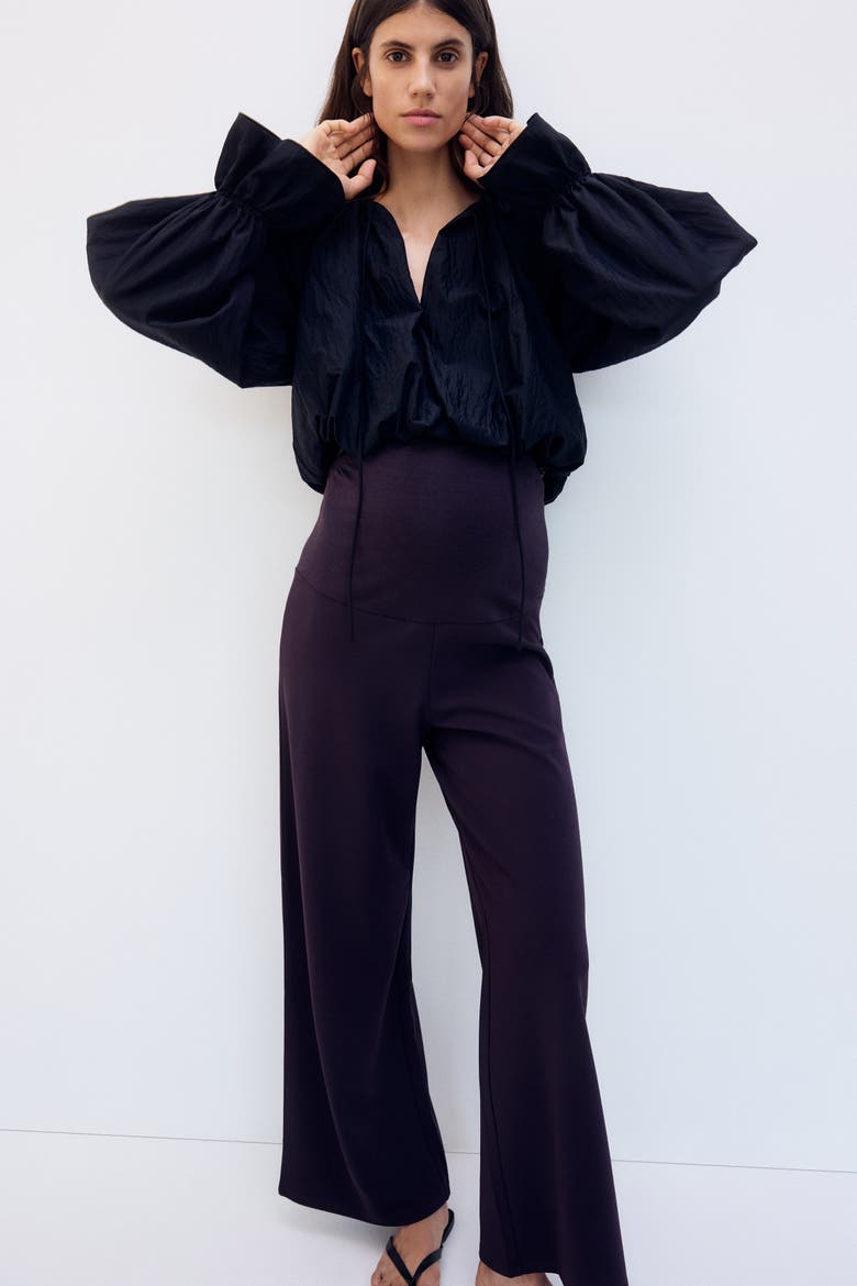 Mama Wide Trousers, Alternate, color, Dark purple