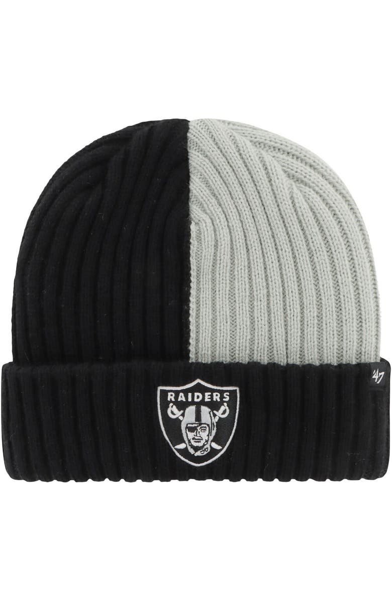 '47 Men's '47 Black Las Vegas Raiders Fracture Cuffed Knit Hat, Main, color, 