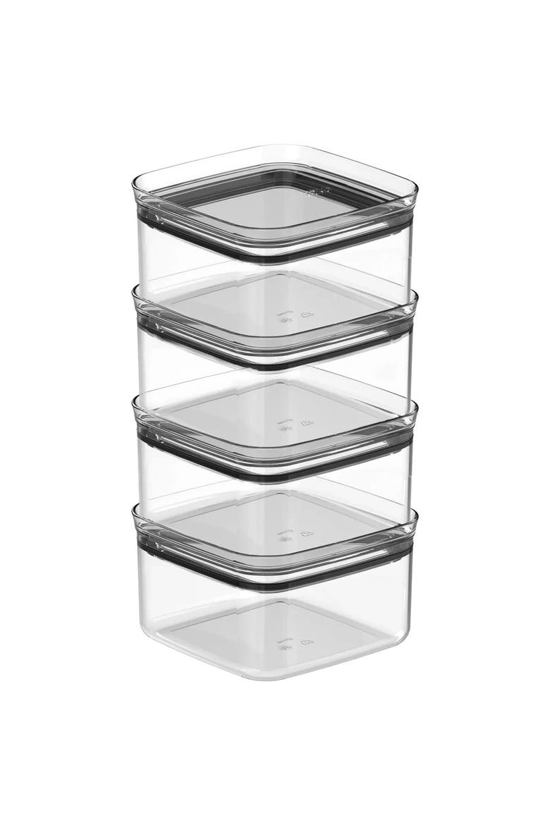 Airtight Clear Stackable Food Storage Container Set with Leak Proof Lid, Main, color, Clear