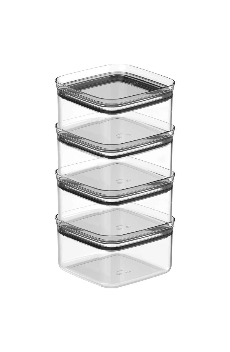 OU Airtight Clear Stackable Food Storage Container Set with Leak Proof Lid, Main, color,