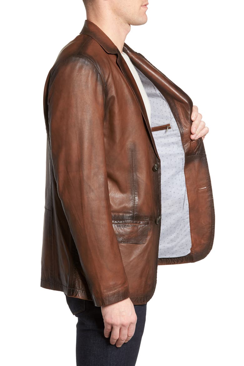 Vintage Leather Blazer, Alternate, color, BROWN