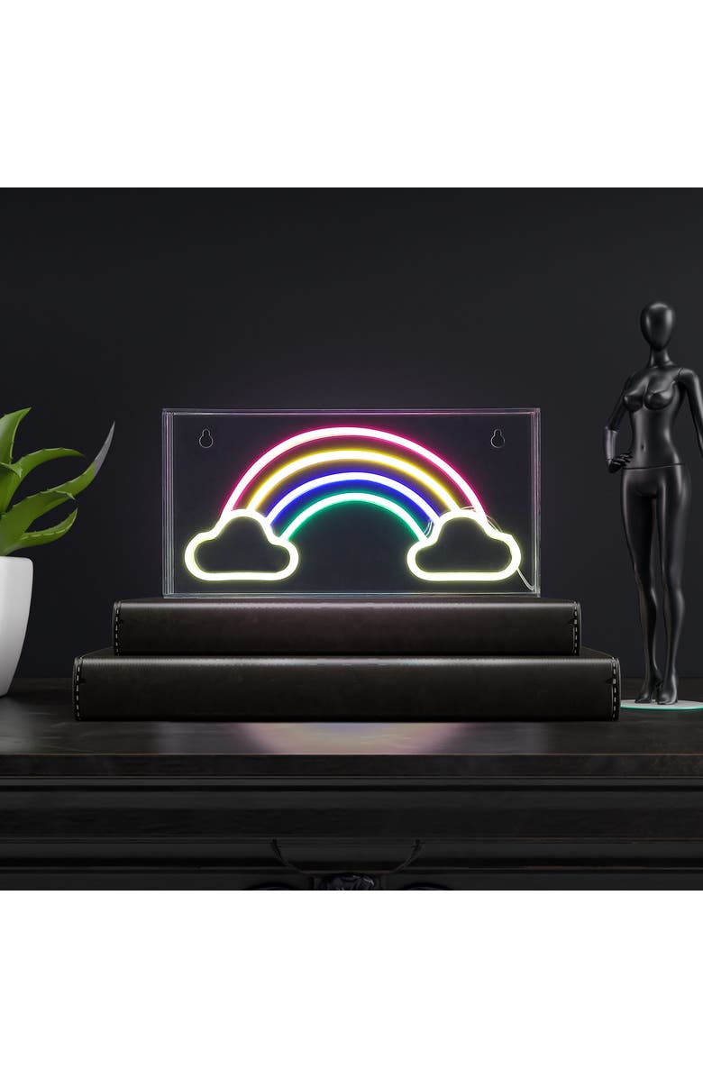 JONATHAN Y Rainbow Contemporary Glam Acrylic Box USB Operated LED Neon Light, Alternate, color, Multi Color