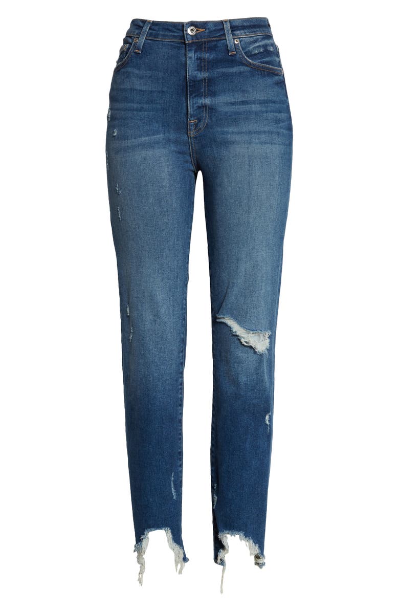 Jonathan Simkhai Standard River High Waist Distressed Straight Leg Jeans, Alternate, color, Distressed Atlantic