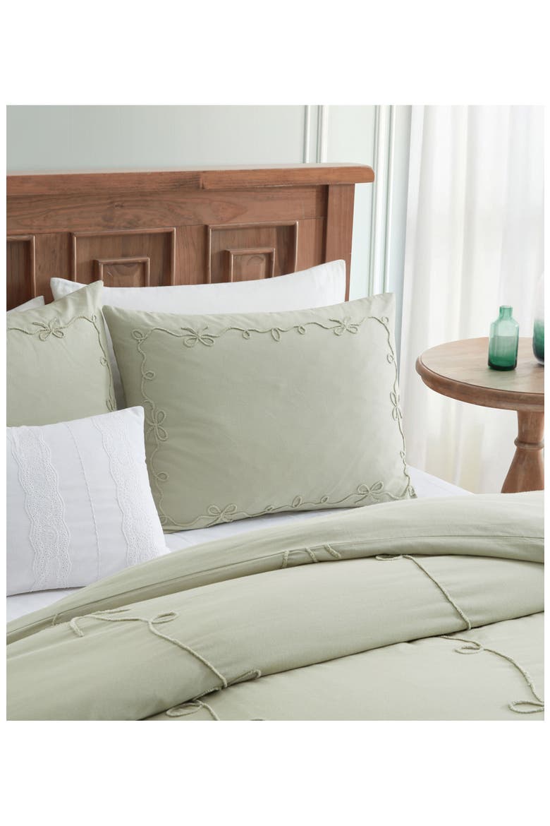 Sasha Bows Duvet Cover & Sham Set, Alternate, color, GREEN
