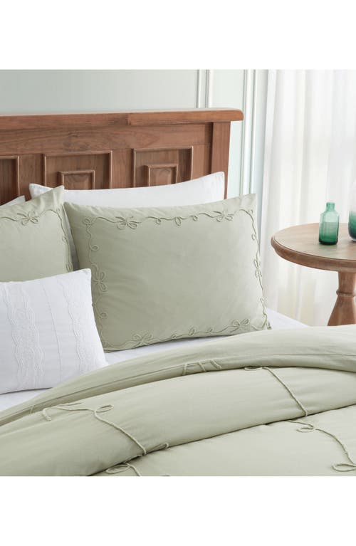 Peri Home Sasha Bows Duvet Cover & Sham Set In Green