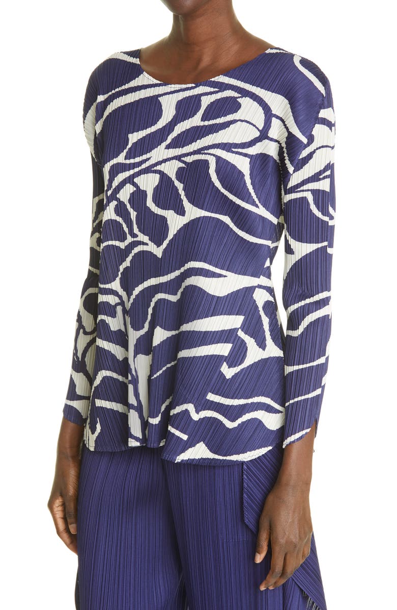 Pleats Please Issey Miyake Dreaming Leaves Pleated Top, Alternate, color,