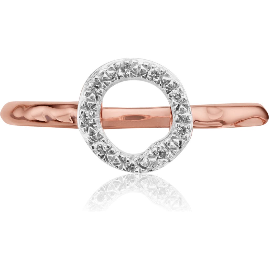 Monica Vinader Riva Diamond Mini Circle Ring In Rose Gold/diamond