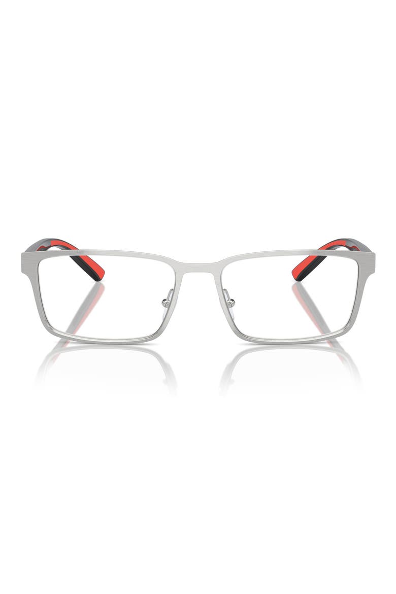 56MM RECTANGLE, Main, color, BRUSHED SILVER / DEMO LENS