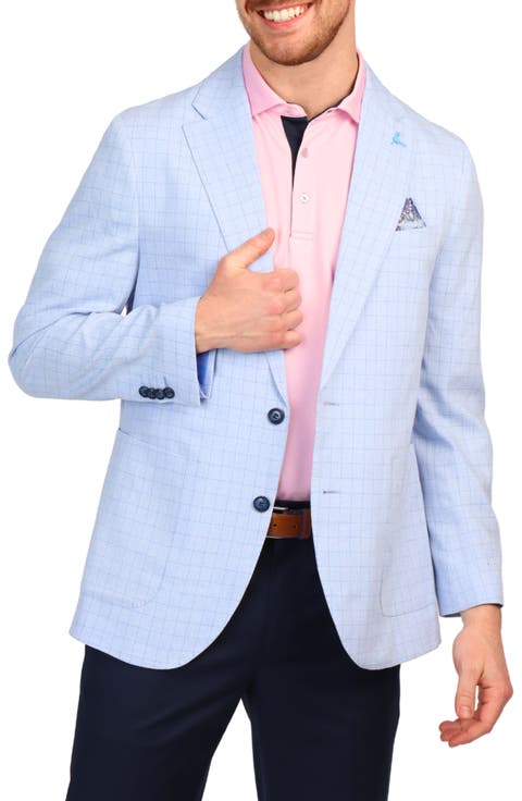 Grid Check Print Melangé Sport Coat