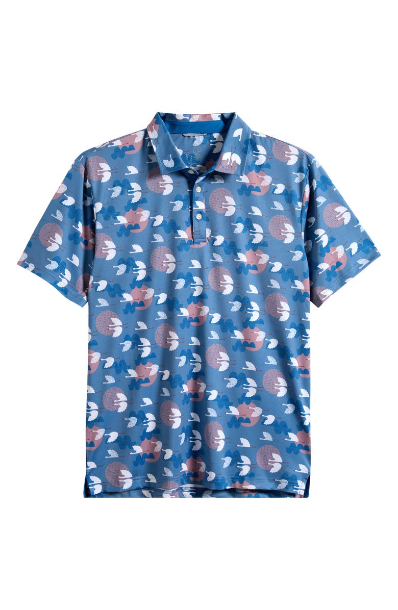 Swannies Windward Bird Print Performance Golf Polo, Main, color, Blue Shadow