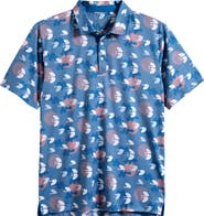 Swannies Windward Bird Print Performance Golf Polo