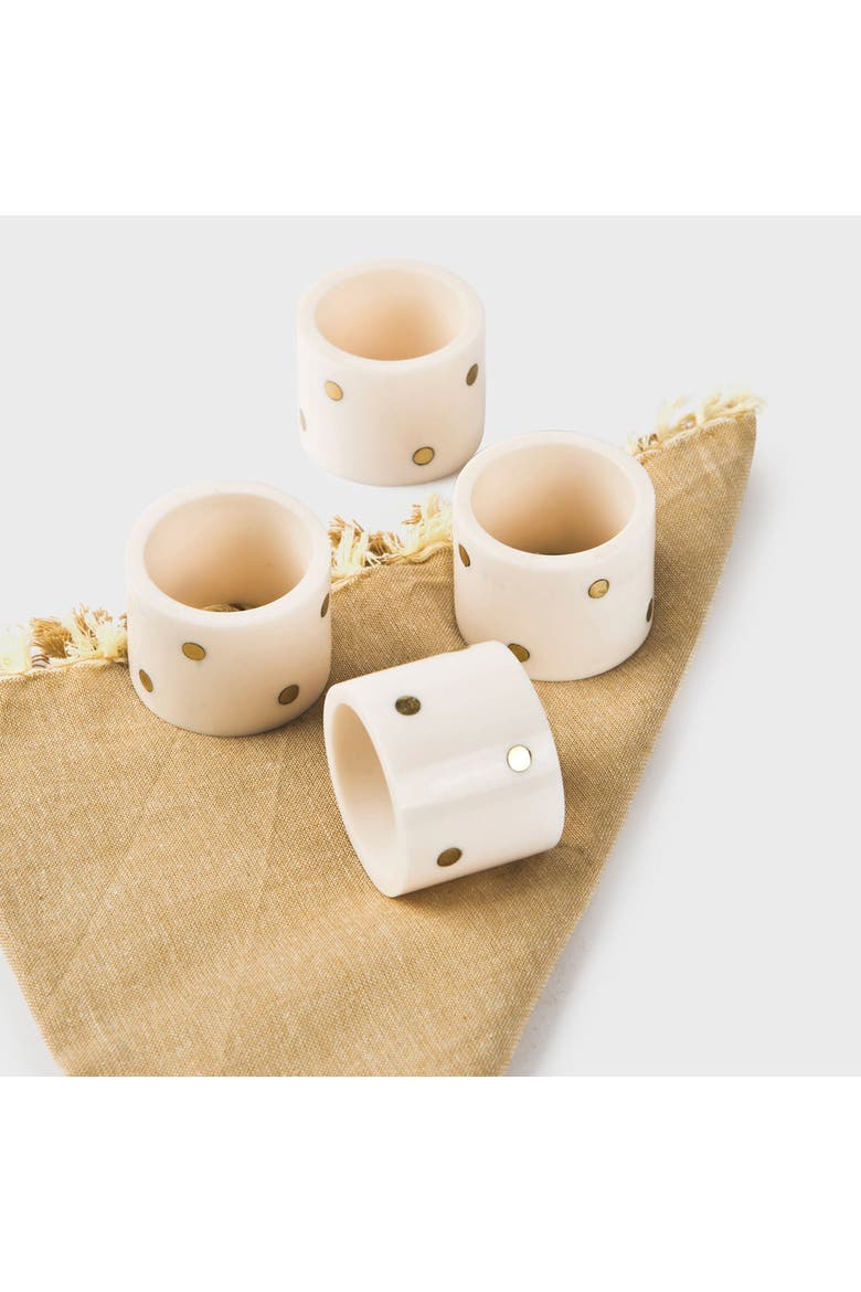 Sitara Handcrafted Napkin Ring Gift Box Set, Alternate, color, White