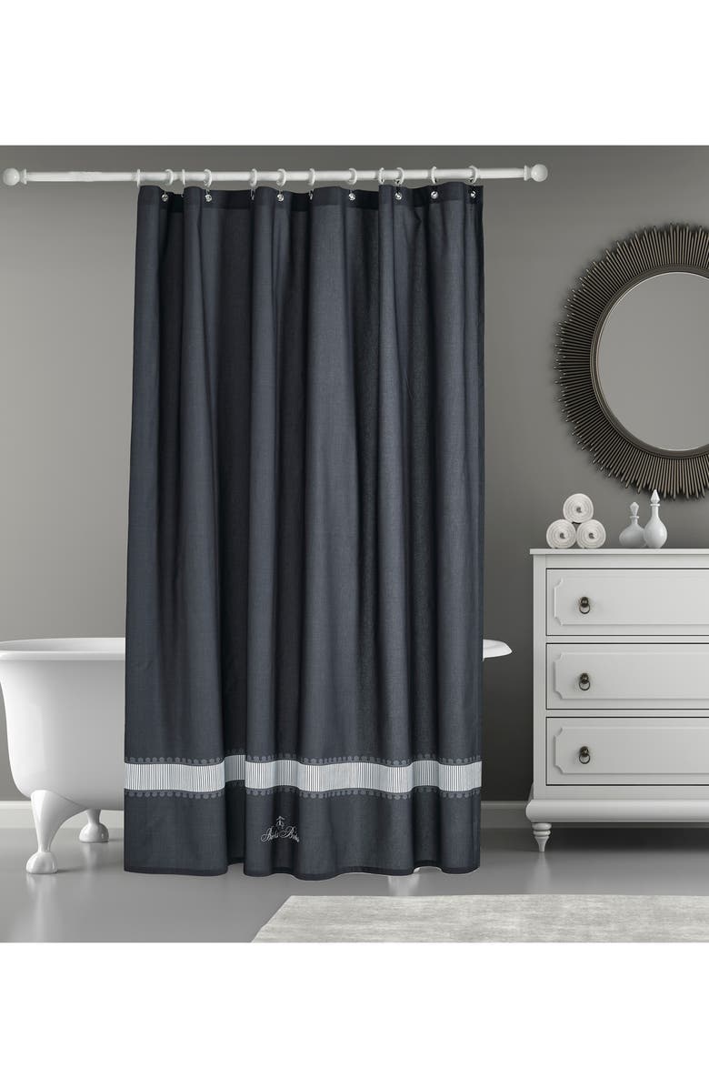 Brooks Brothers Circle in Square Shower Curtain, Alternate, color, Anthracite