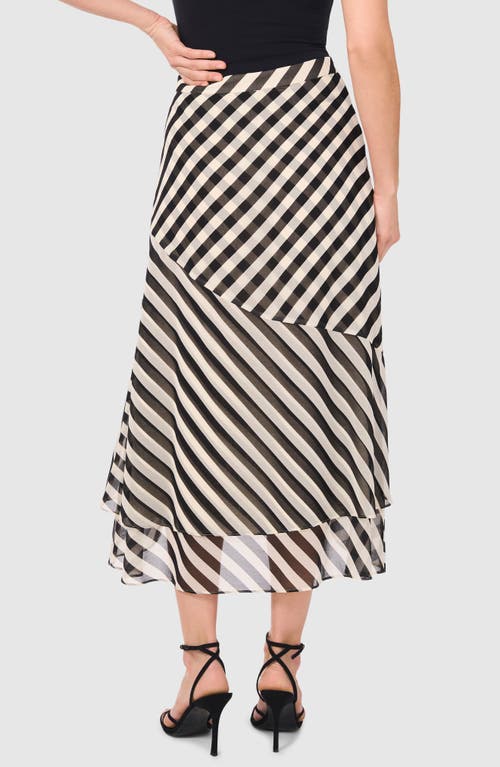 Halogenr Halogen(r) Stripe Layered Midi Skirt In Rich Black