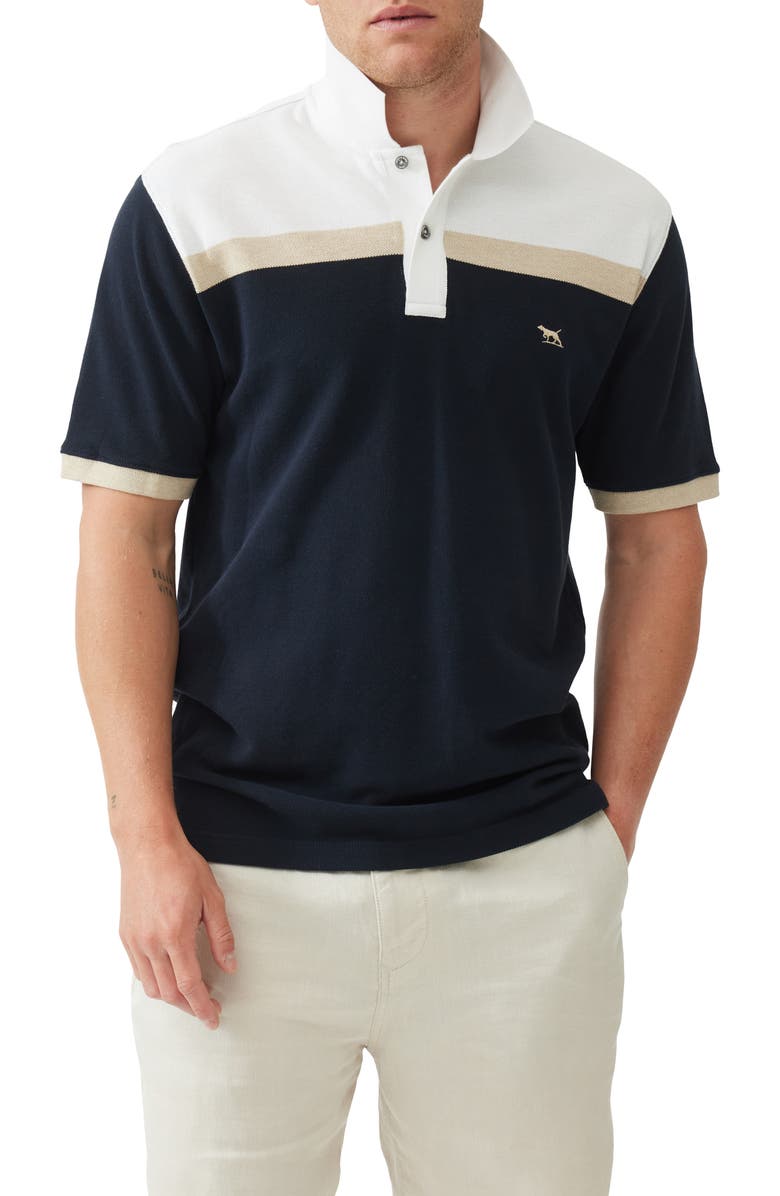 Rodd & Gunn Whitby Colorblock Piqué Knit Polo, Main, color, Navy