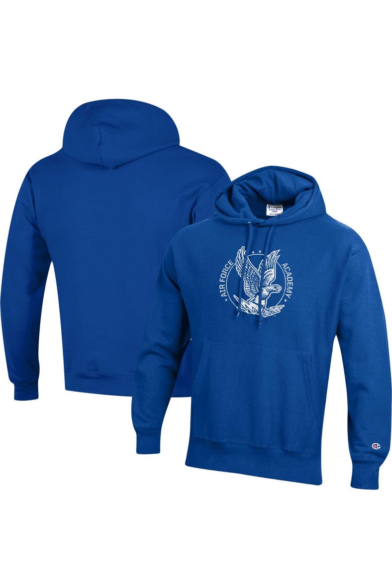 Men's Champion Royal Air Force Falcons Vault Logo Reverse Weave Pullover Hoodie, Alternate, color, Royal
