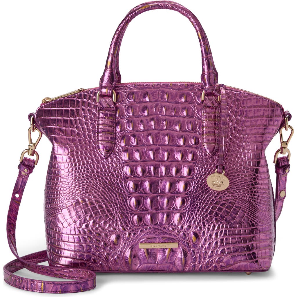 Brahmin Duxbury Croc Embossed Leather Satchel In Purple