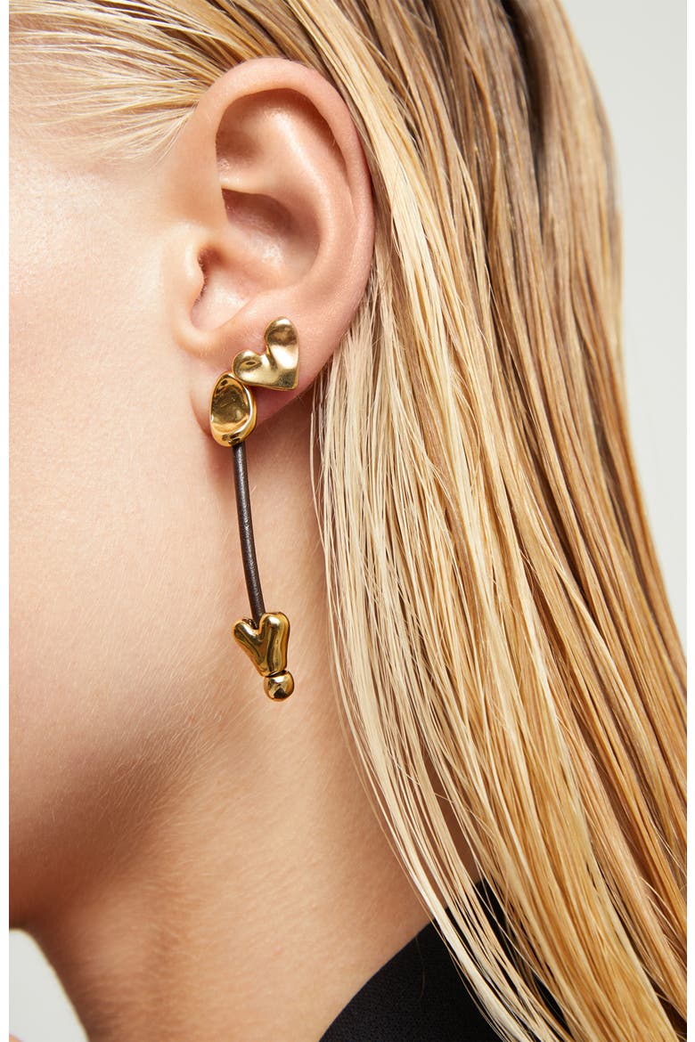 Long Leather Earrings With 18K Gold Plating, Alternate, color, Gold