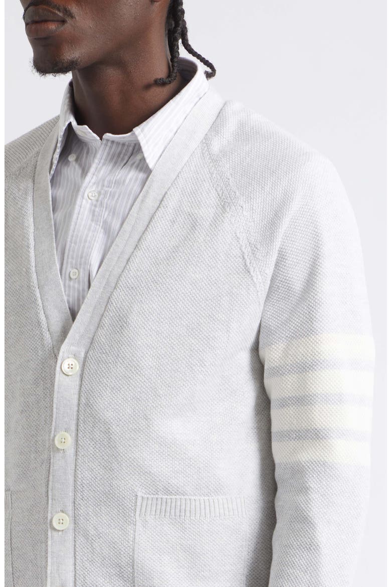 Relaxed Fit Crossover Tuck Stitch Linen & Cotton V-Neck Cardigan, Alternate, color, PALE GREY