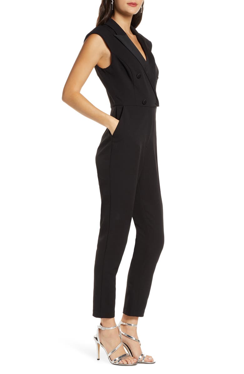 Harlyn Double Breasted Tuxedo Sleeveless Jumpsuit, Alternate, color, 