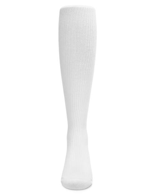 Memoi Thin Ribbed Cotton Tights In White