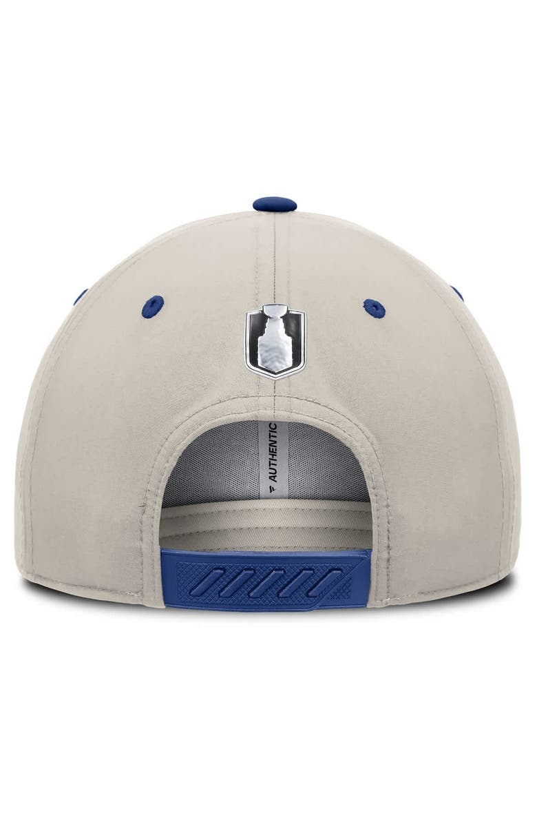 FANATICS Men's  Fanatics  Blue/Gray Toronto Maple Leafs 2025 Stanley Cup Playoffs Locker Room Trucker Adjustable Hat, Alternate, color, Blue