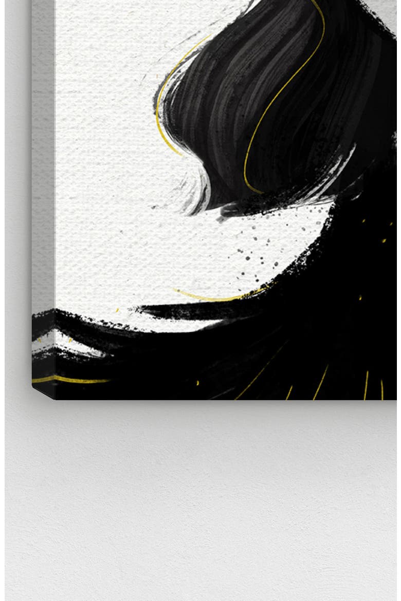Eyelash Petals Girl Canvas Wall Art, Alternate, color, BLACK