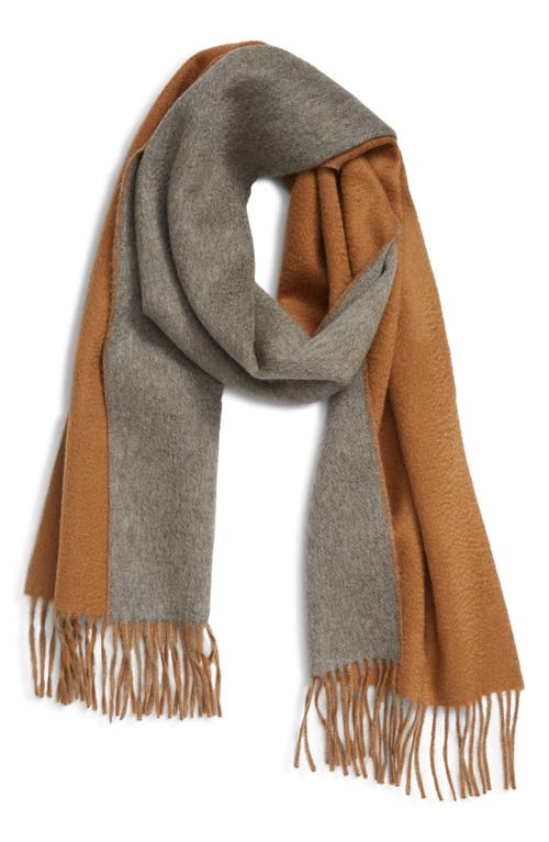 Andrew Stewart Double Face Cashmere Scarf in Grey Camel 