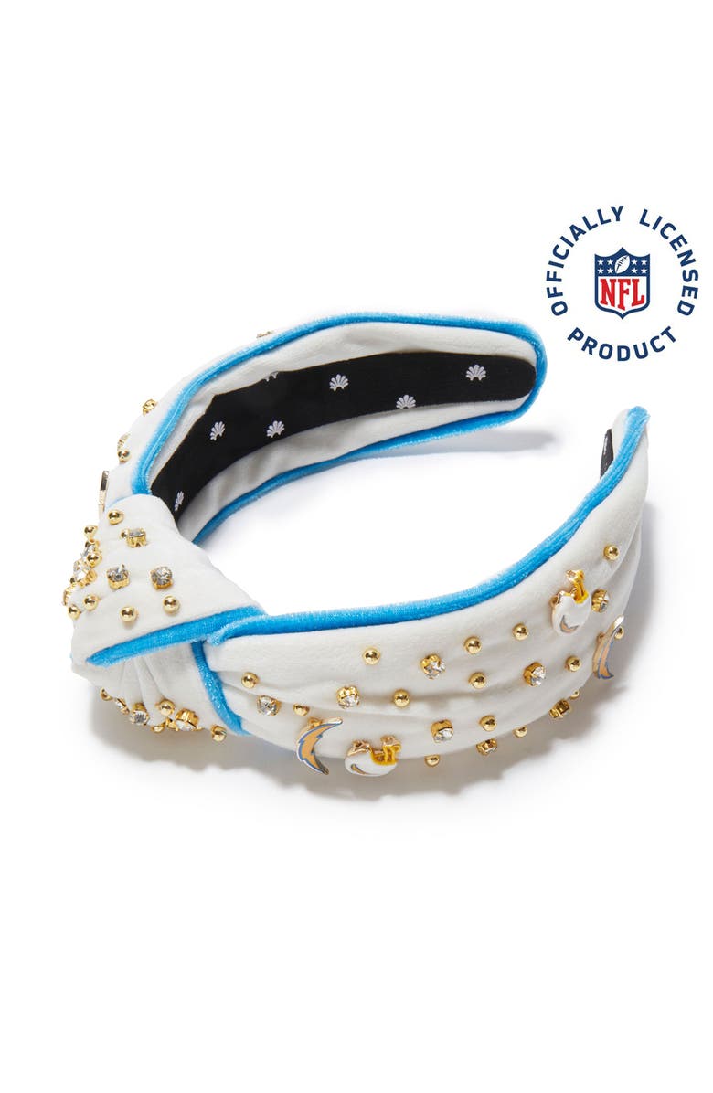 Lele Sadoughi La Chargers Embellished Knotted Headband, Main, color, Ivory 100