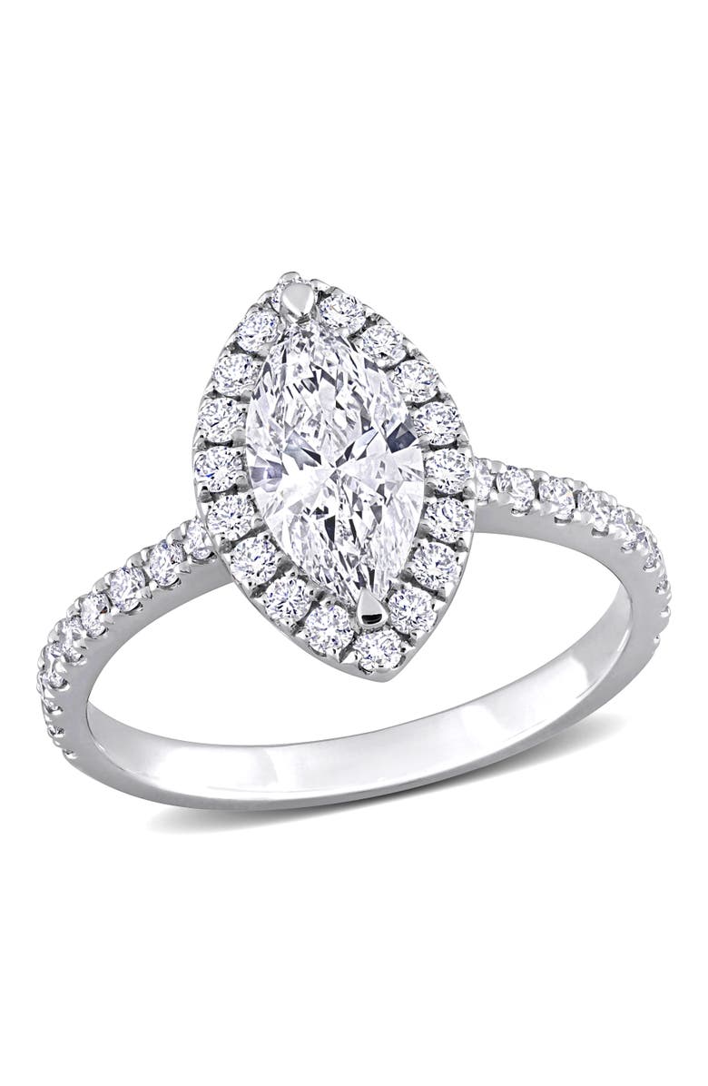 Julianna B. 1 CTW Lab-Grown Diamond Marquise Halo Ring 14k, Main, color, White Gold