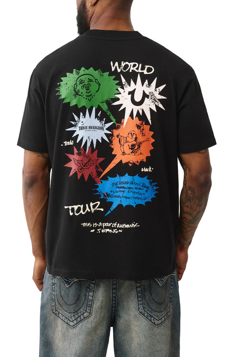 True Religion Speech World Tour Graphic T-Shirt, Alternate, color, Jet Black