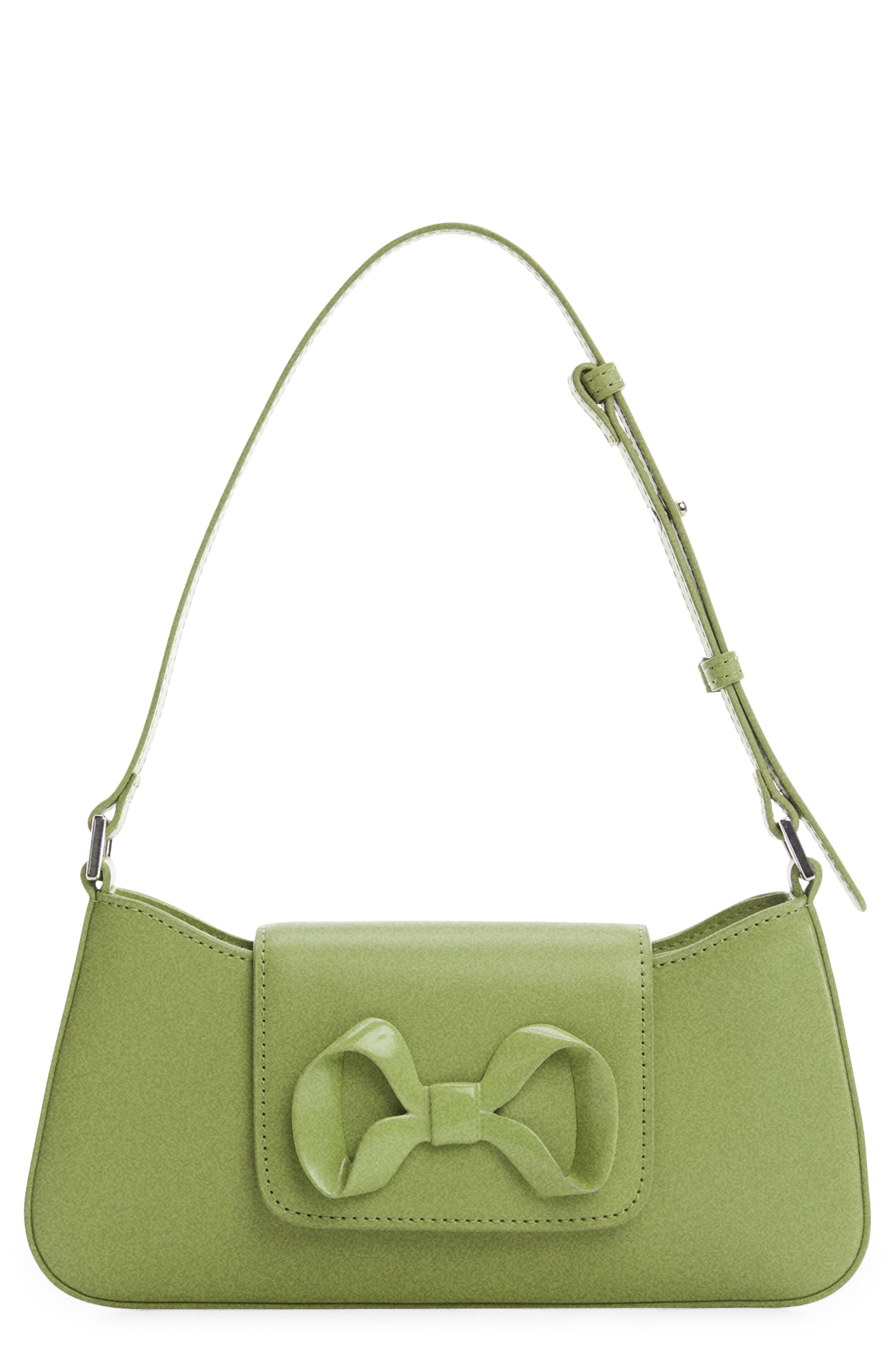 MANGO Bow Detail Faux Leather Shoulder Bag, Main, color, 