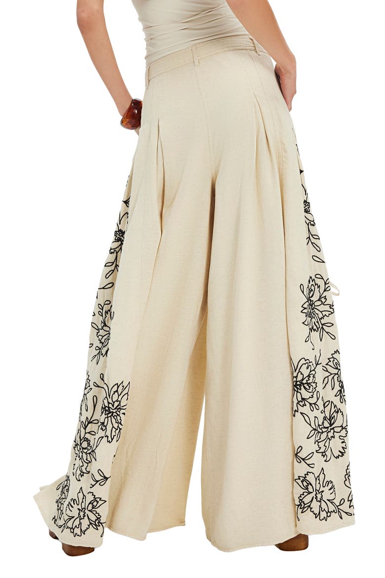 What You Know Floral Embroidery Wide Leg Pants, Alternate, color, SAND