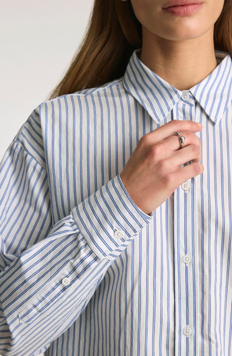 Mavi Jeans Stripe Relaxed Fit Cotton Blend Button-Up Shirt, Alternate, color, 