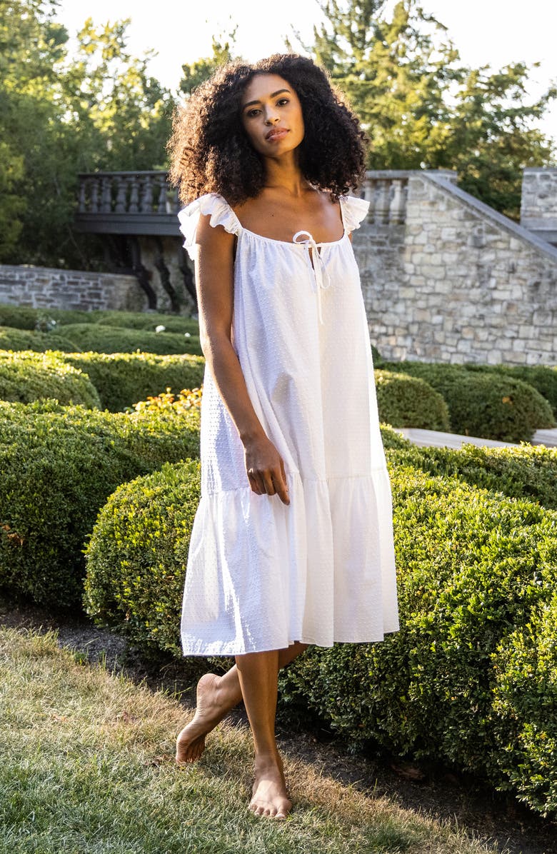 Petite Plume Celeste Swiss Dots Nightgown, Alternate, color, White