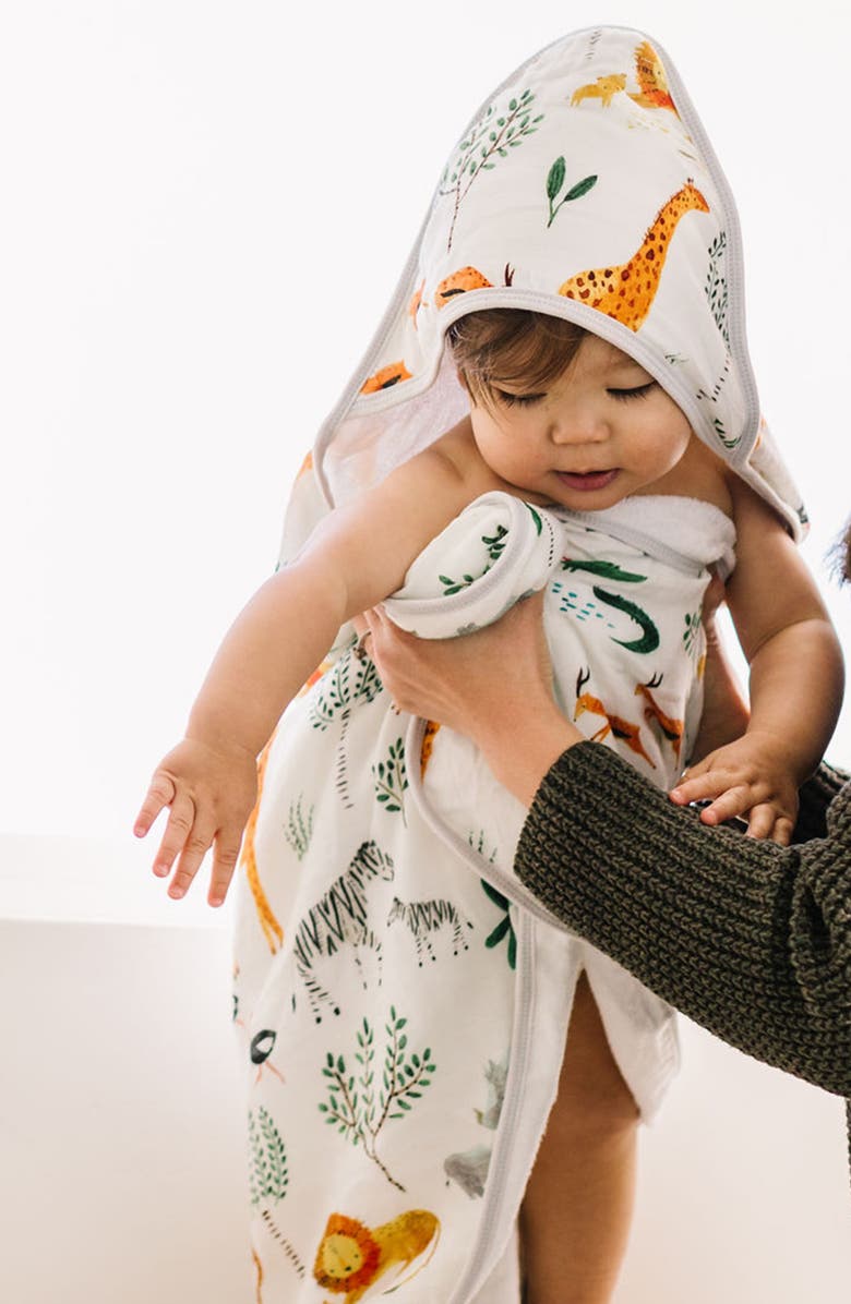 Loulou Lollipop Muslin Hooded Towel & Washcloth Set, Alternate, color,